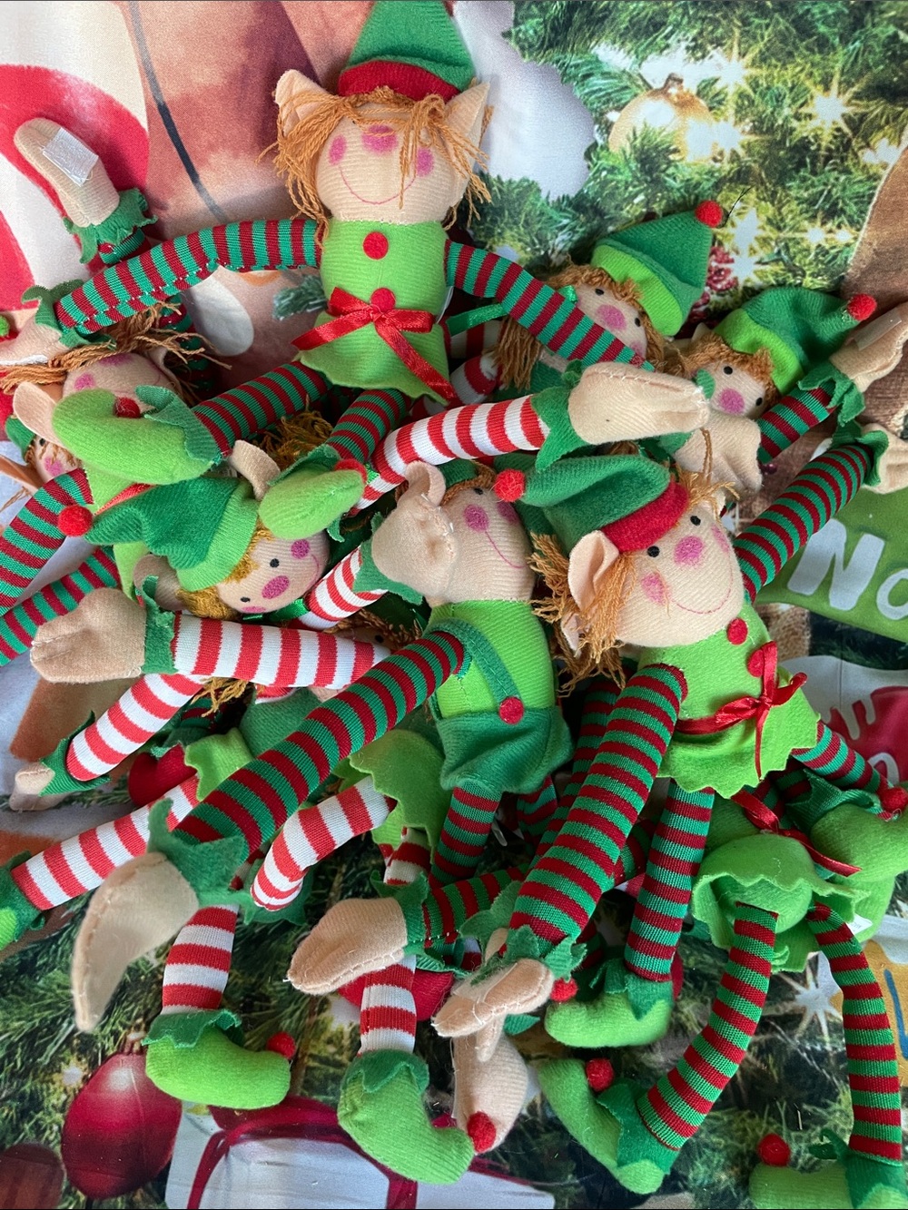 Festive Green & Red Elf Holiday Plush Decorations - Picture 6 of 6